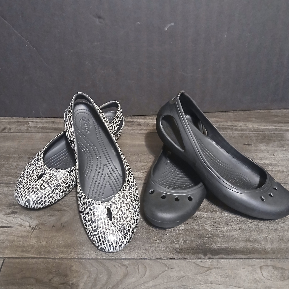 BUNDLE 👈Women's Crocs Ballet Flats - Black and Animal Print